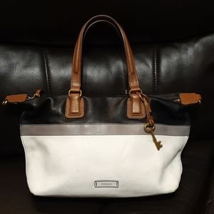 Fossil Colorblock Leather Small Tote